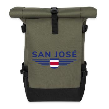 San José T-Shirt – Costa Rica Vibes - Rolltop Rucksack - Olive/Schwarz - Vorne