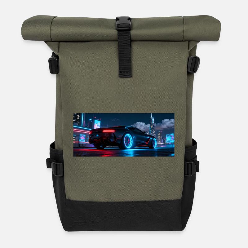 Neonflitzer City Night - Roll Top Backpack - olive/black