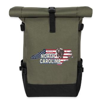 North Carolina Vereinigte Staaten Vintage Souvenir - Rolltop Rucksack - Olive/Schwarz - Vorne