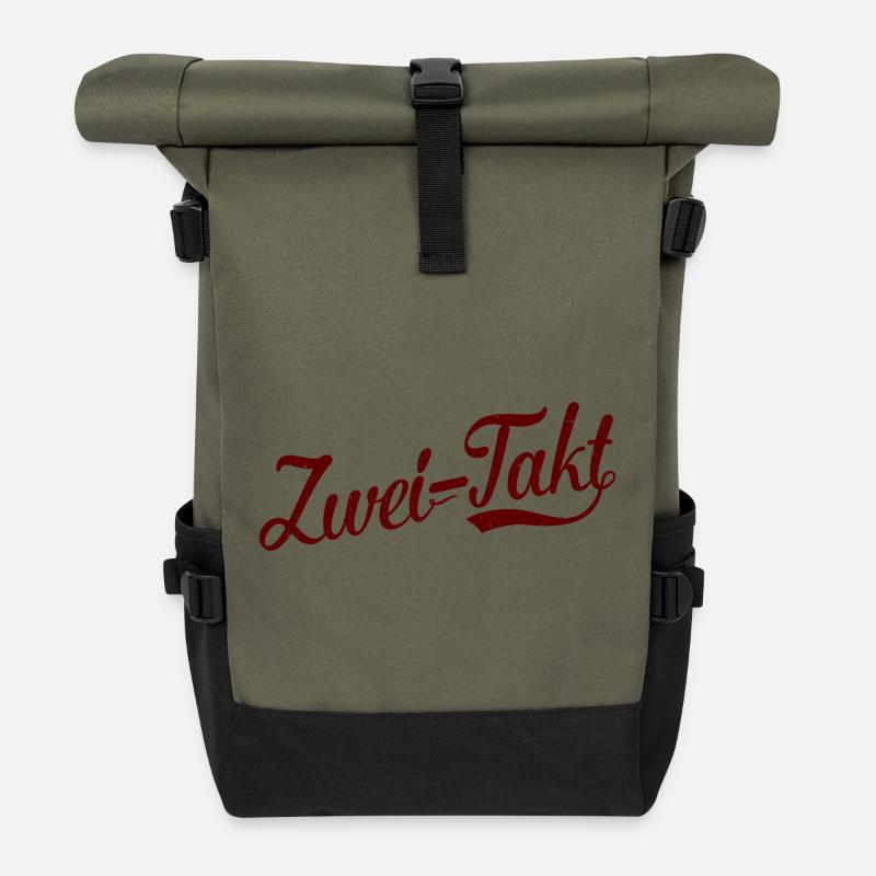 zweitakt / 2takt Schriftzug - Rolltop Rucksack - Olive/Schwarz