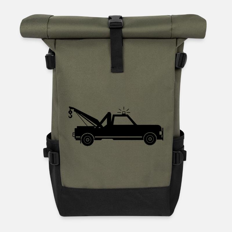 Abschleppwagen - Rolltop Rucksack - Olive/Schwarz