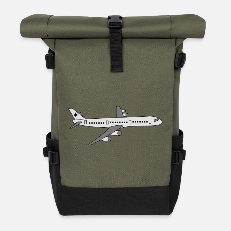 Flugzeug - Rolltop Rucksack - Olive/Schwarz