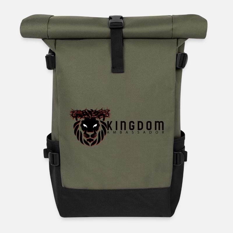 Logo du lion du Royaume - Sac à dos roll top - olive/noir