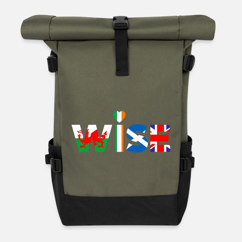 Wise - Roll Top Backpack - olive/black