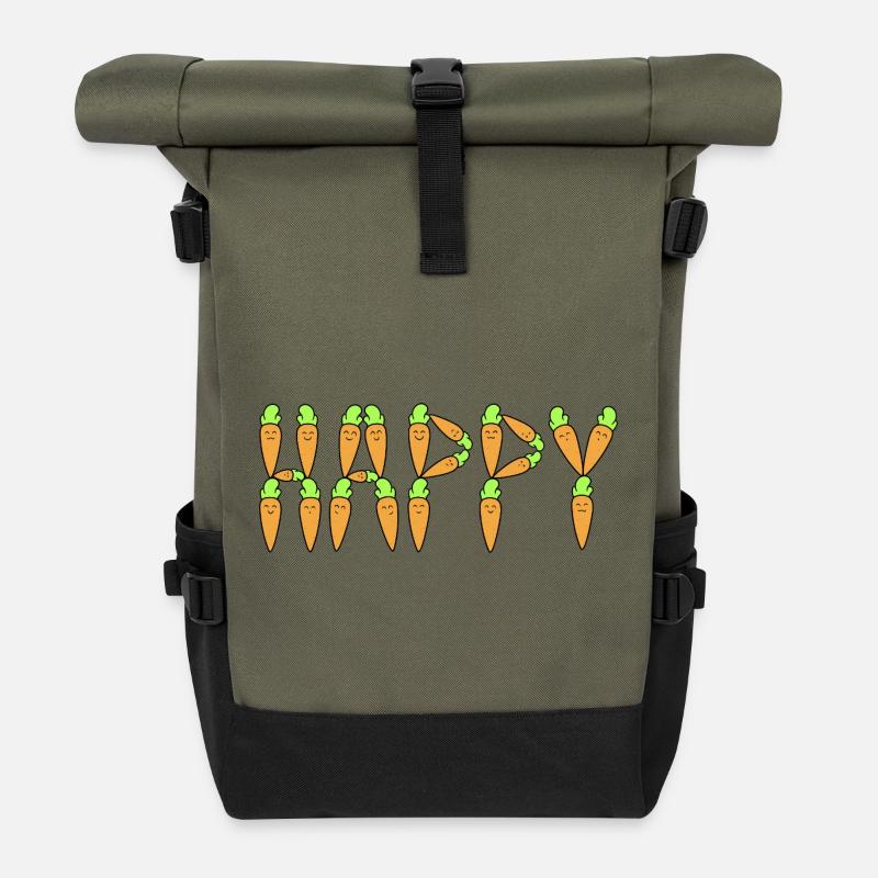 Karotten-Happy - Rolltop Rucksack - Olive/Schwarz