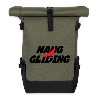 Intensive rote Drachenfliegergrafik - Rolltop Rucksack - Olive/Schwarz - Vorne