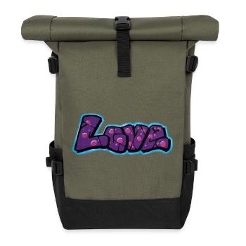 Love Graffiti Bubble Style - Roll Top Backpack - olive/black - Front