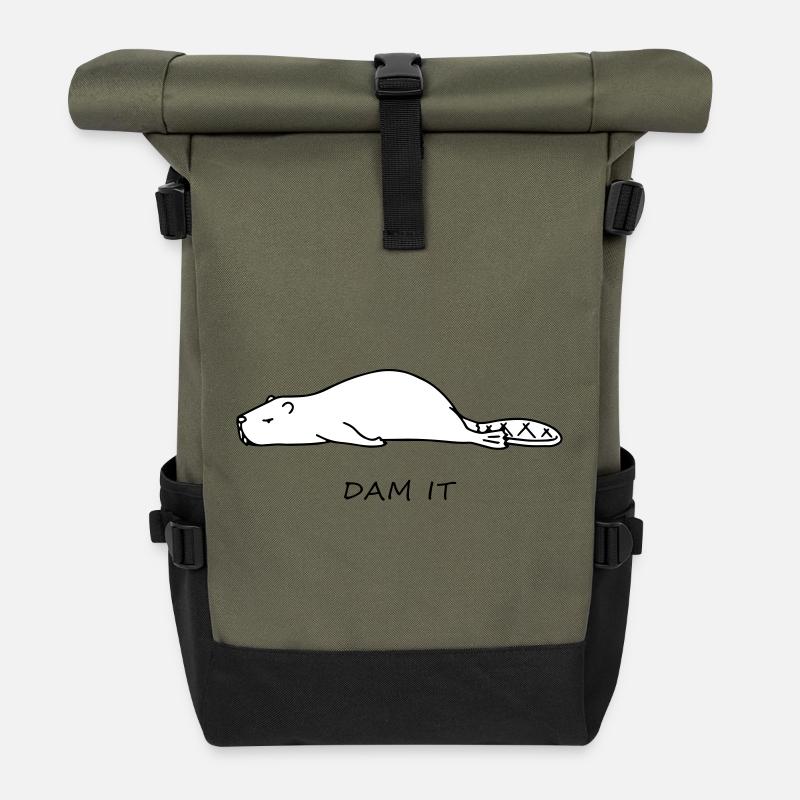Drôle de castor - Sac à dos roll top - olive/noir
