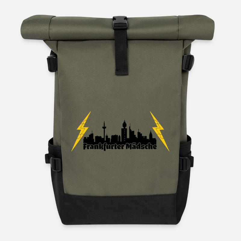 Frankfurter Maedsche ffm skyline - Rolltop Rucksack - Olive/Schwarz