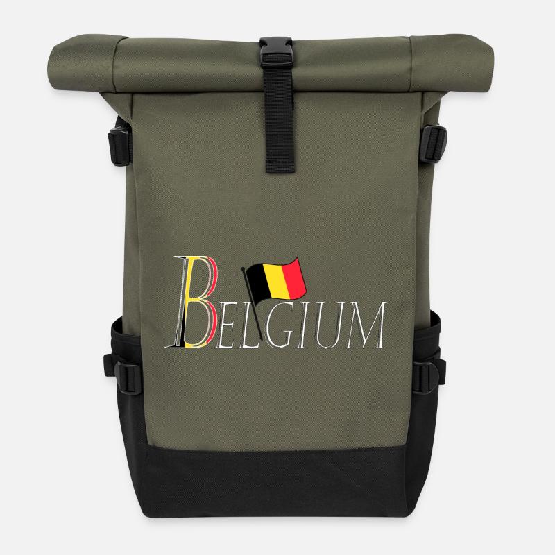Drapeau Belgium une apparence patriotique élégante - Sac à dos roll top - olive/noir