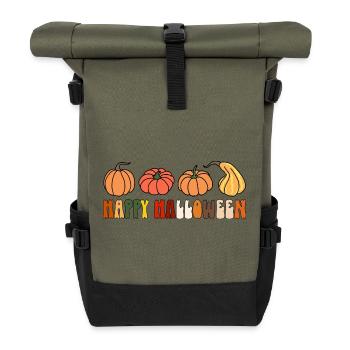 Happy Halloween - Rolltop Rucksack - Olive/Schwarz - Vorne