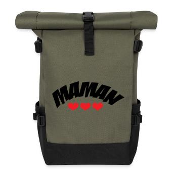 Maman / Fête des mères - Sac à dos roll top - olive/noir - Devant