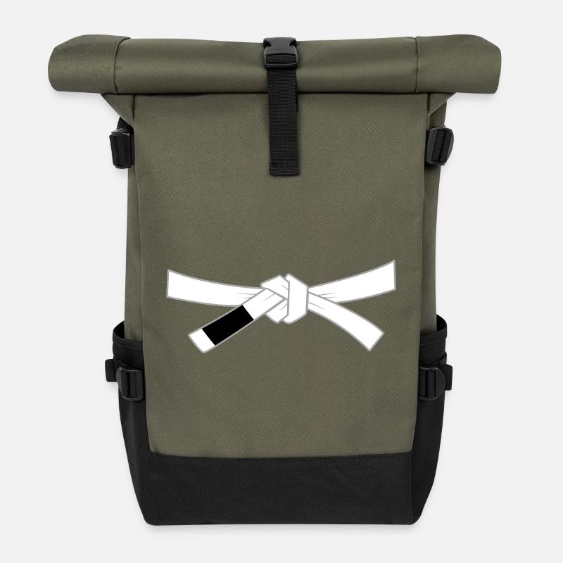 Ceinture blanche - Ceinture blanche - Sac à dos roll top - olive/noir