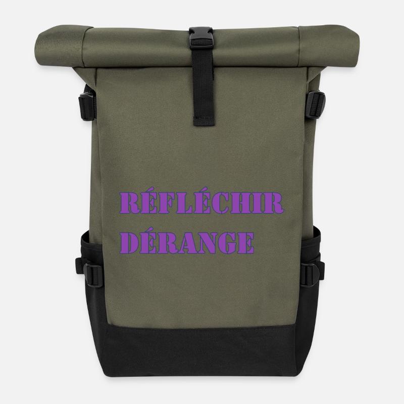 RÉFLÉCHIR DÉRANGE - Sac à dos roll top - olive/noir