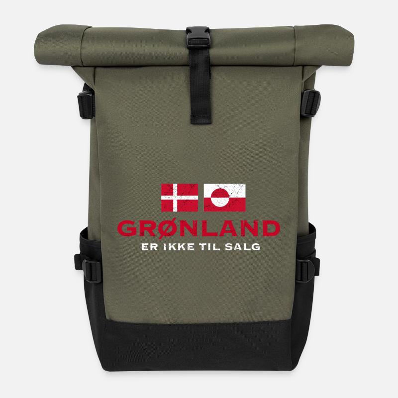 Greenland Flag Distress Unity - Roll Top Backpack - olive/black