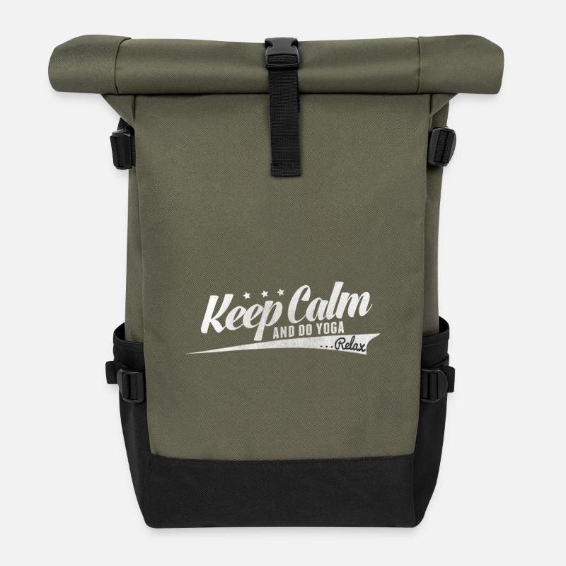 Keep Calm Yoga Entspannung - Rolltop Rucksack - Olive/Schwarz