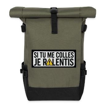 Si Tu Me Colles Je Ralentis (triangle jaune) - Sac à dos roll top - olive/noir - Devant