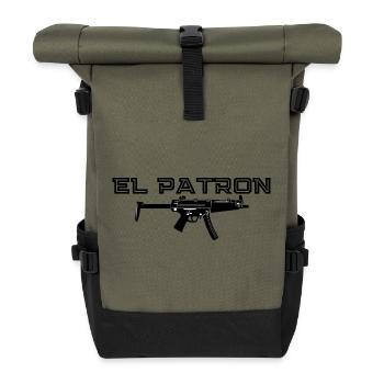 El Patron – Latino Style Print - Rolltop Rucksack - Olive/Schwarz - Vorne