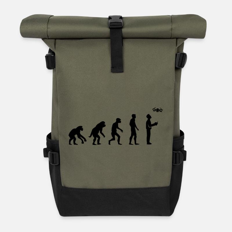 Drohnen Pilot Evolution Entwicklung lustig Design - Rolltop Rucksack - Olive/Schwarz