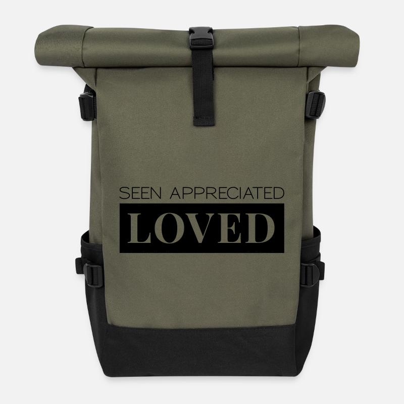 Lakes Appreciated Loved - Roll Top Backpack - olive/black