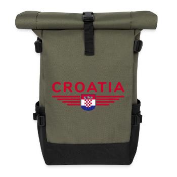 I Love Croatia, Elegance Style Design T-Shirt - Roll Top Backpack - olive/black - Front
