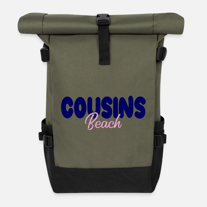 Cousins Beach – Bold & Soft - Roll Top Backpack - olive/black