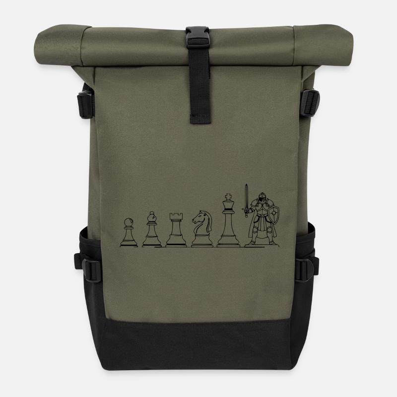 Spielfigur Brettspiel Evolution: Lustiges Design - Rolltop Rucksack - Olive/Schwarz