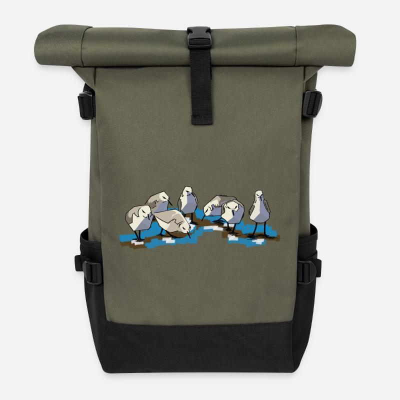 Vögel auf Waterplas, schön und fröhlich - Rolltop Rucksack - Olive/Schwarz