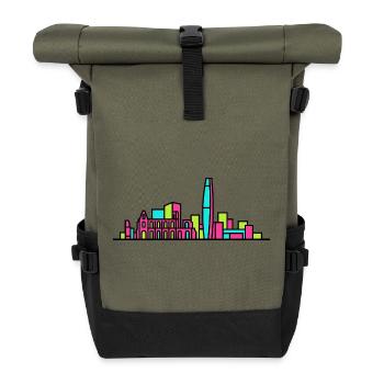 Reading City Skyline Blade Building Moderne Kunst - Rolltop Rucksack - Olive/Schwarz - Vorne