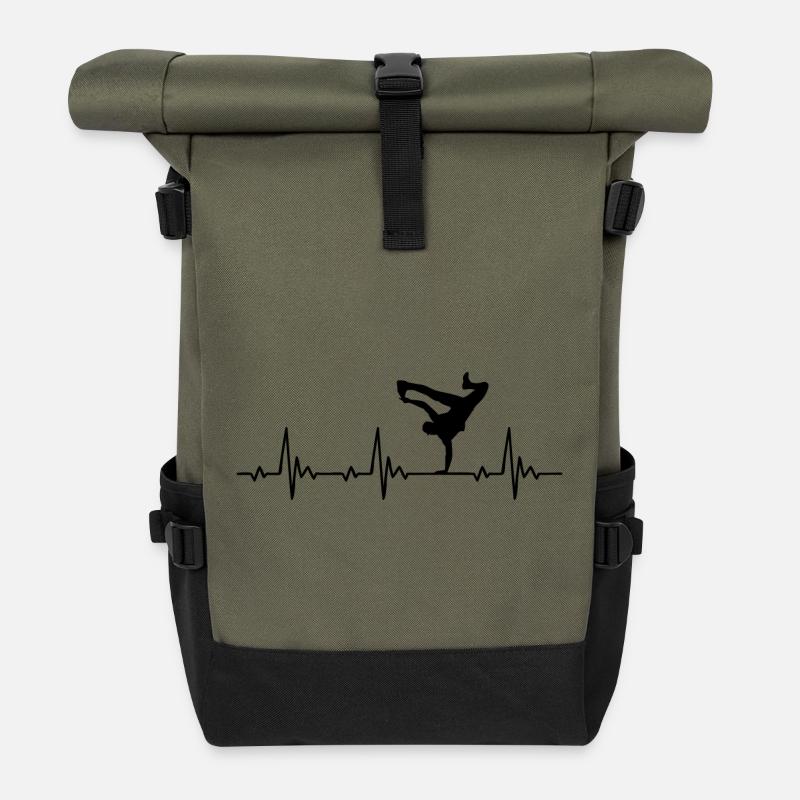 Streetdance breakdance heartbeat frequency pulse - Roll Top Backpack - olive/black