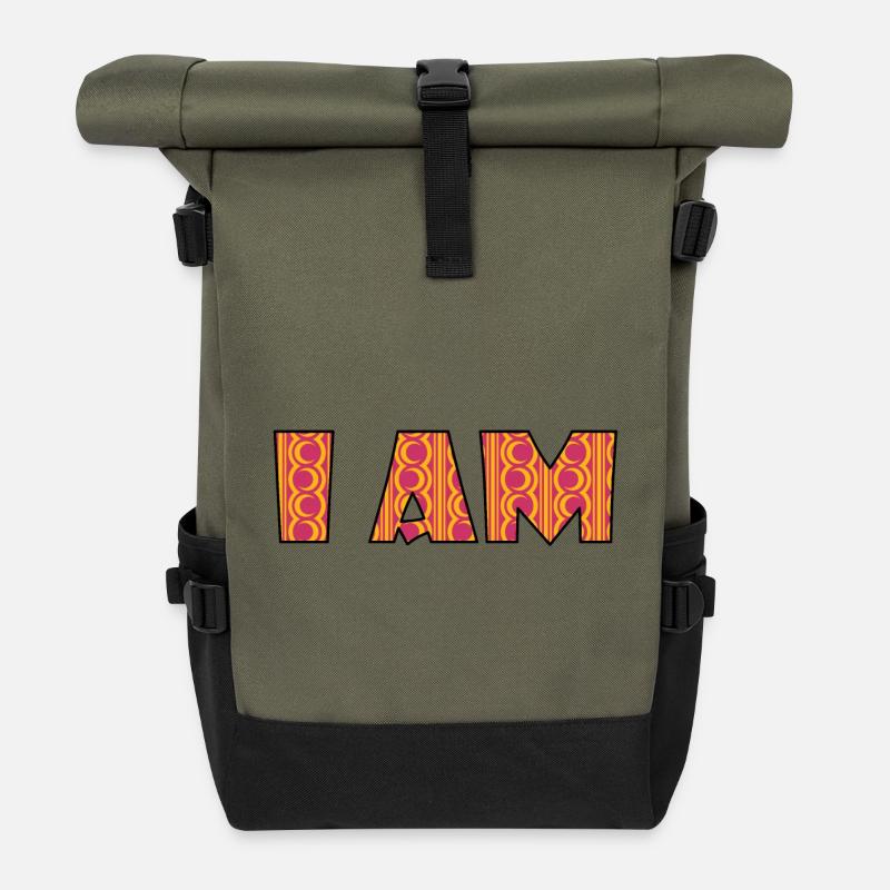 I am - ich bin - Rolltop Rucksack - Olive/Schwarz