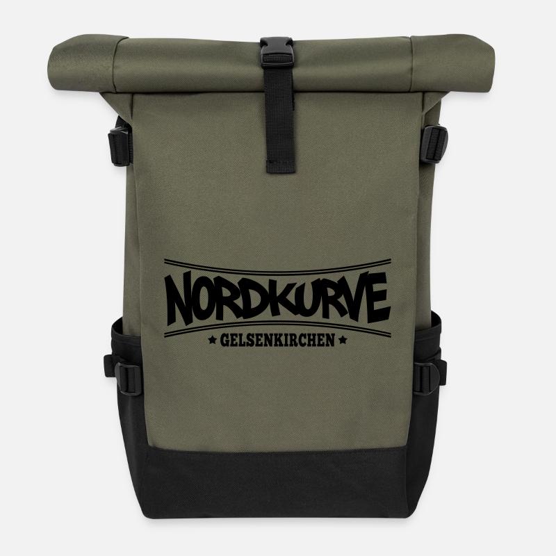 Nordkurve Gelsenkirchen | Farbe änderbar - Rolltop Rucksack - Olive/Schwarz