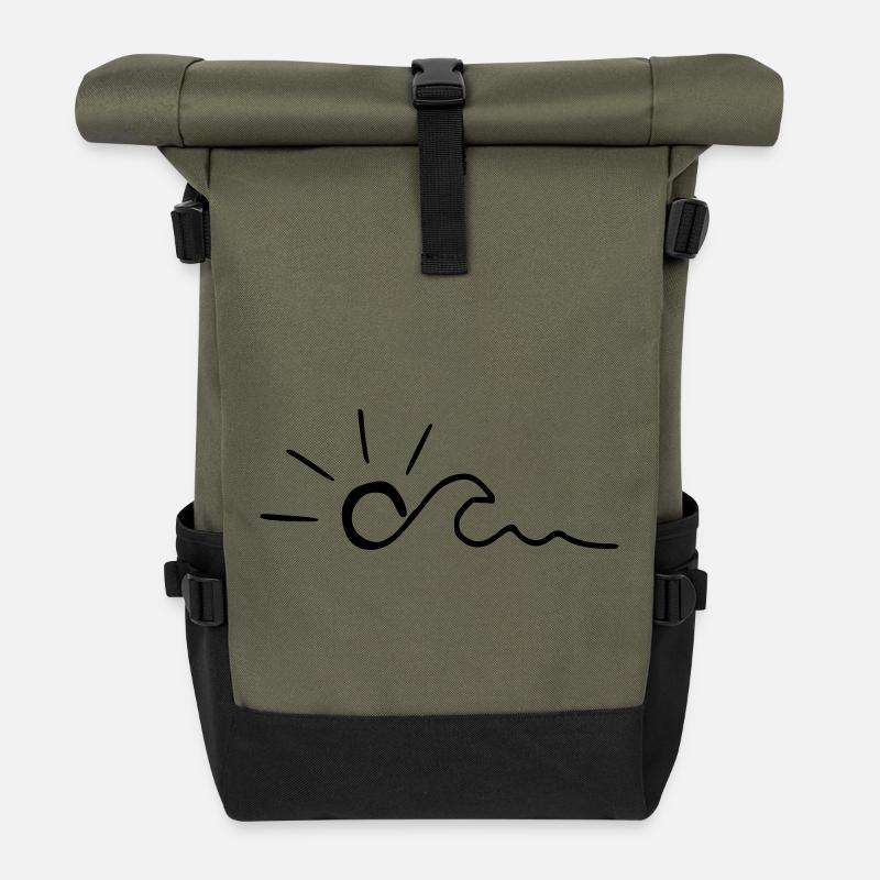 Sun & Wave - Roll Top Backpack - olive/black