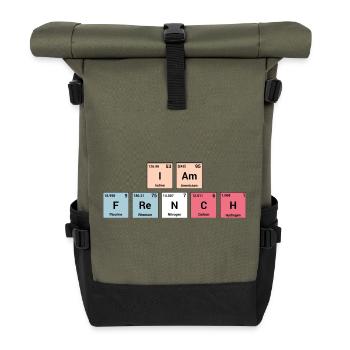 Ich bin Franzose in periodischen Elementen - Rolltop Rucksack - Olive/Schwarz - Vorne