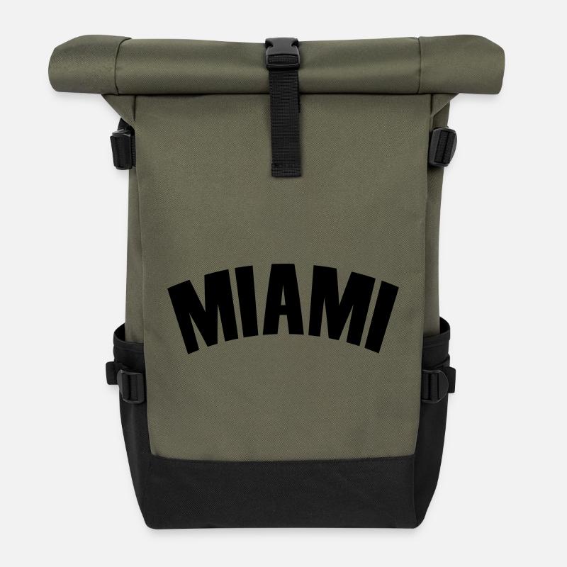 miami shirt - Rolltop Rucksack - Olive/Schwarz