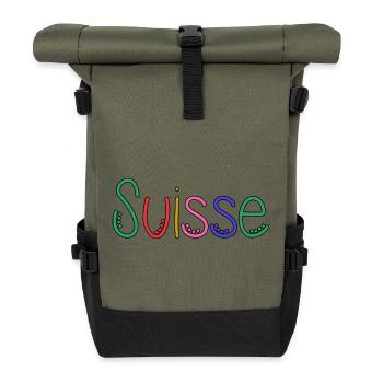 SWITZERLAND. HUMOR. COUNTRY. FLAG - Roll Top Backpack - olive/black - Front
