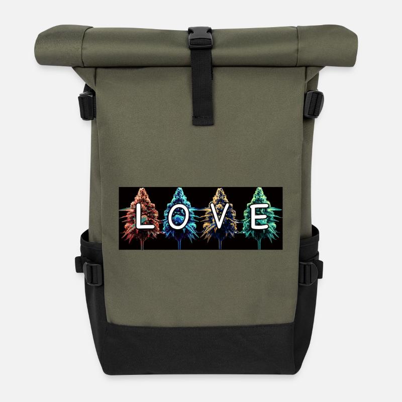 Bud Love - Roll Top Backpack - olive/black