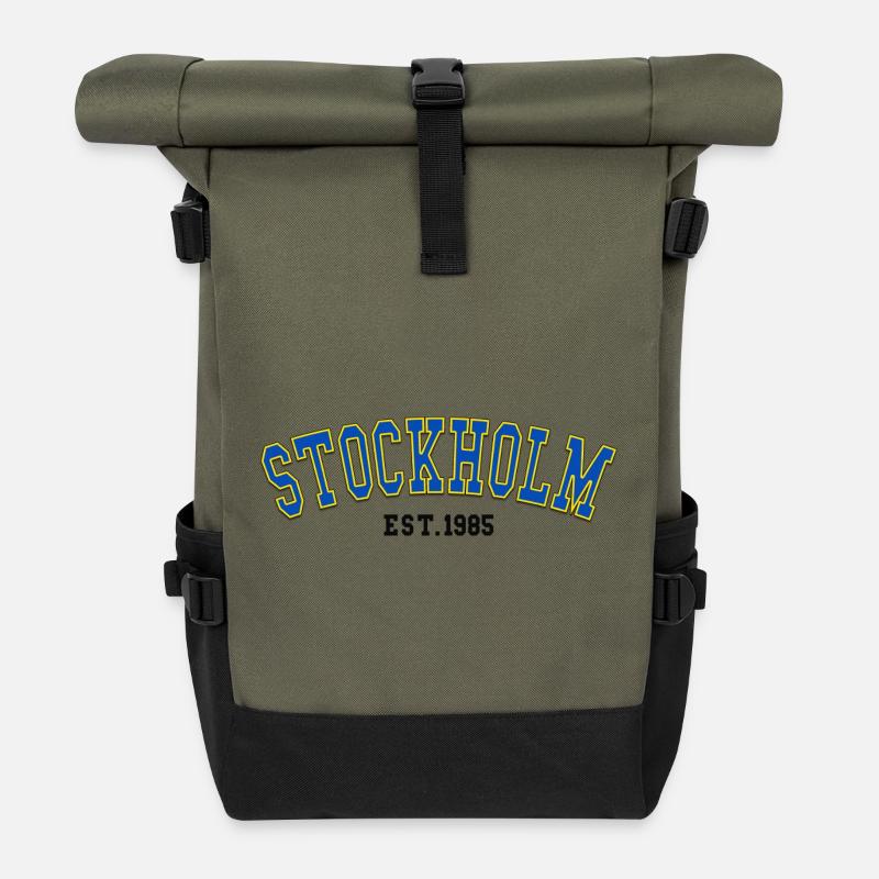 Stockholm Est.1985 - Roll Top Backpack - olive/black