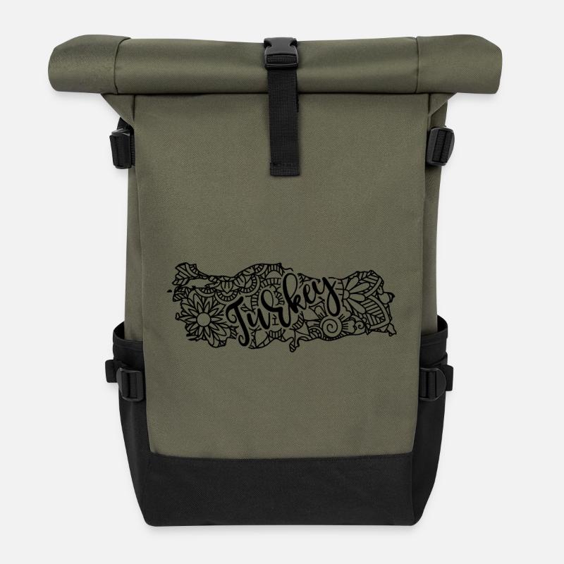 Turkey Map Mandala Istanbul Bosphorus - Roll Top Backpack - olive/black