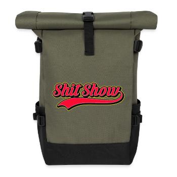 Shit Show Retro-Stil Logo - Rolltop Rucksack - Olive/Schwarz - Vorne