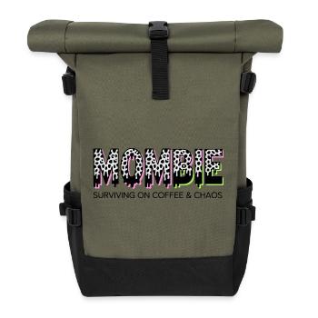 MomLife Leopard Neon Coffee - Rolltop Rucksack - Olive/Schwarz - Vorne