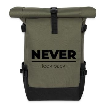 Never look back | Motivations Statement - Rolltop Rucksack - Olive/Schwarz - Vorne