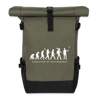 Evolution of photography - Roll Top Backpack - olive/black - Front