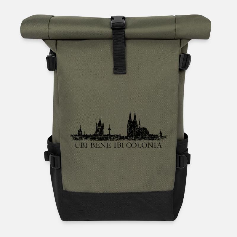 UBI BENE IBI COLONIA Kölner Skyline Köln - Rolltop Rucksack - Olive/Schwarz