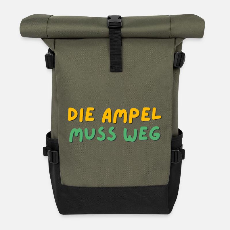 Die Ampel muss weg - Rolltop Rucksack - Olive/Schwarz