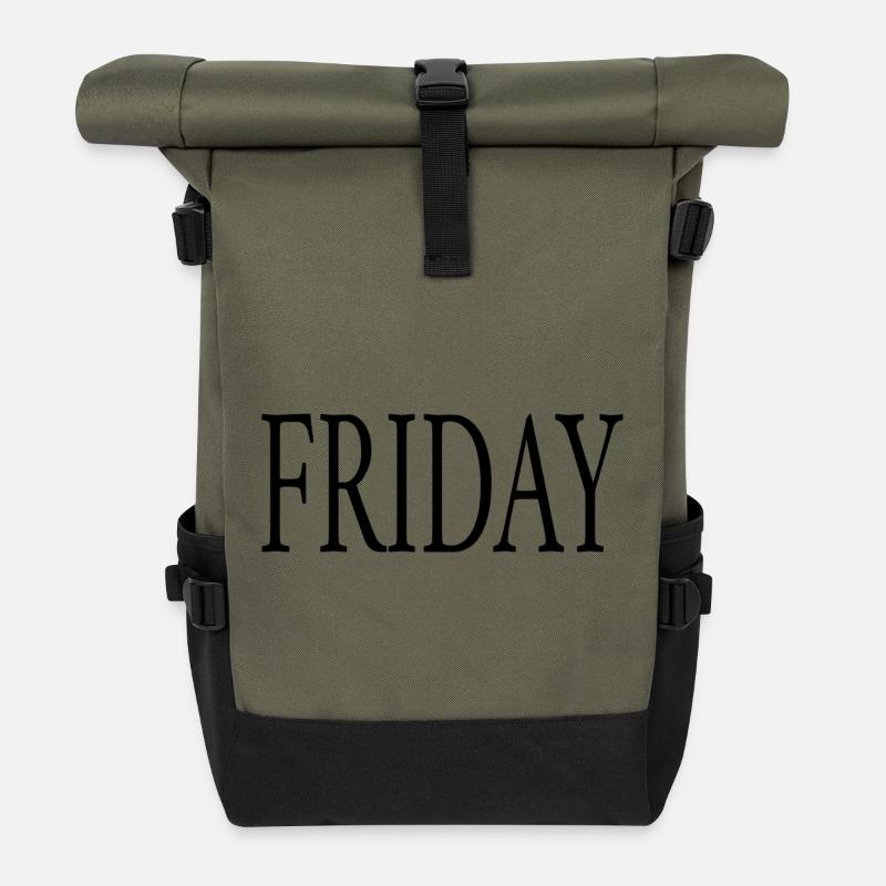 Friday Freitag Wochenende - Rolltop Rucksack - Olive/Schwarz