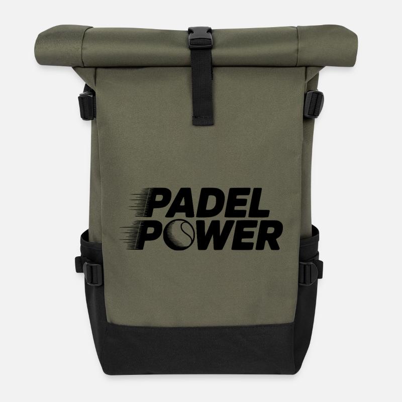 Puissance du padel - Sac à dos roll top - olive/noir