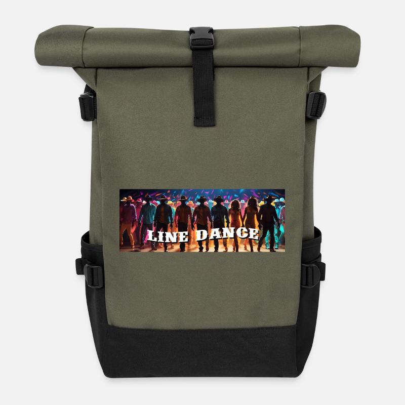 Line Dance Gruppe beim Tanzen - Rolltop Rucksack - Olive/Schwarz