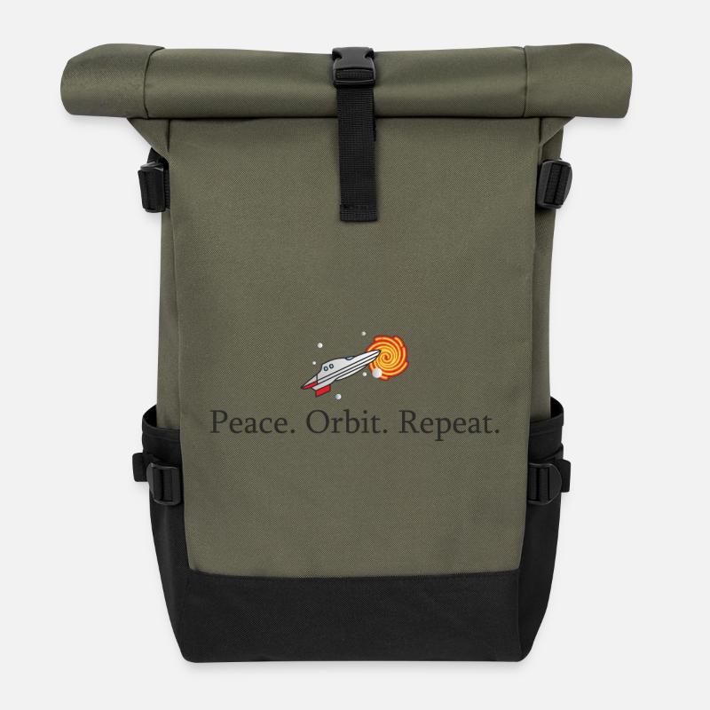 Peace Orbit Wiederholungsrakete - Rolltop Rucksack - Olive/Schwarz