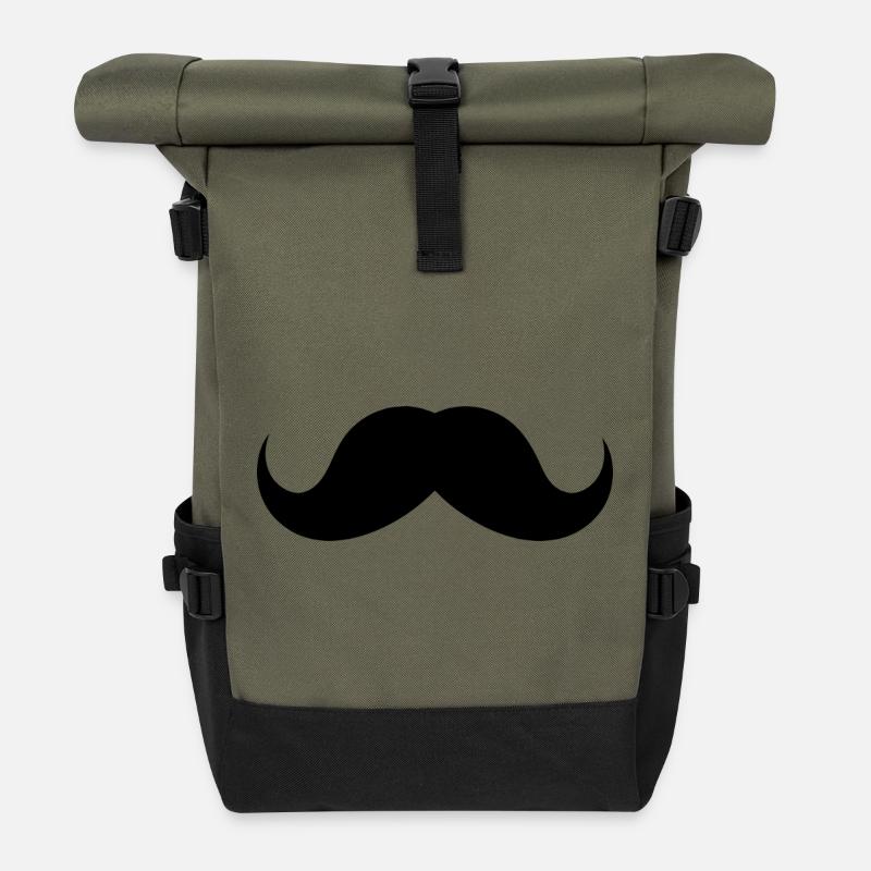 Schnurrbart - Rolltop Rucksack - Olive/Schwarz
